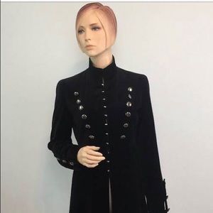 Newport News Black Velvet Military coat